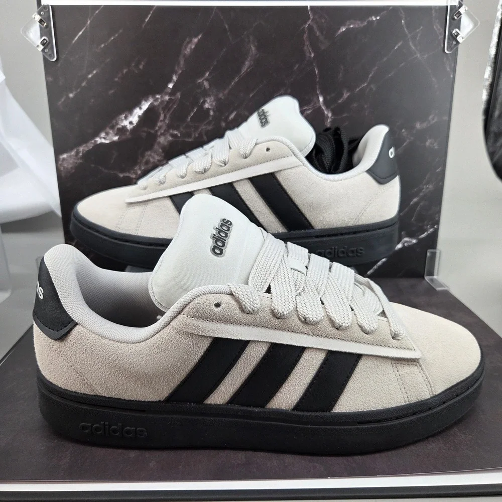 Adidas Grand Court Alpha 00s Mens 11 Grey Black‎ Suede Sneakers Retro IH1287 NEW